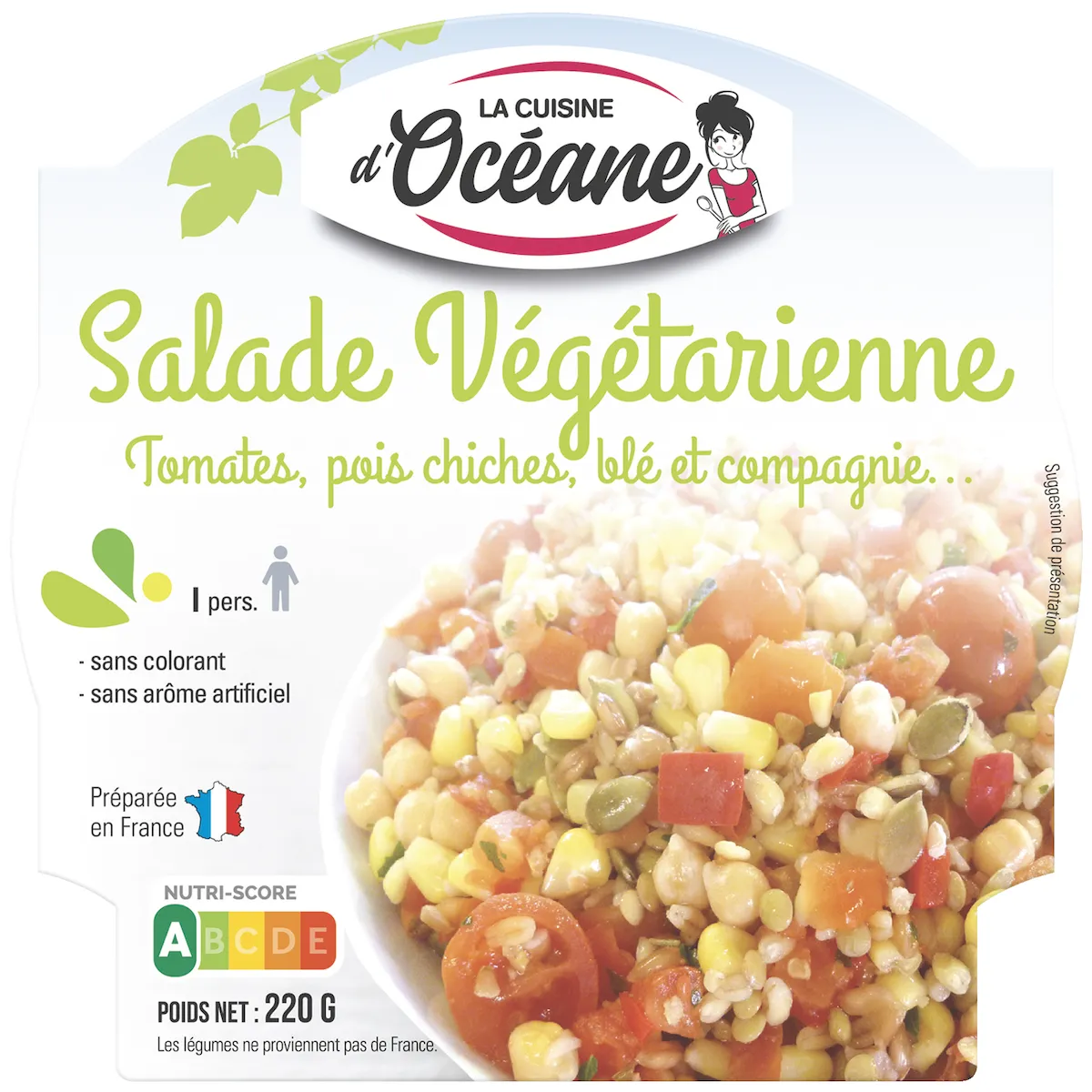 SALADE VEGETARIENNE TOMATES POIS CHICHES BLE - POT PLASTIQUE DE 220G