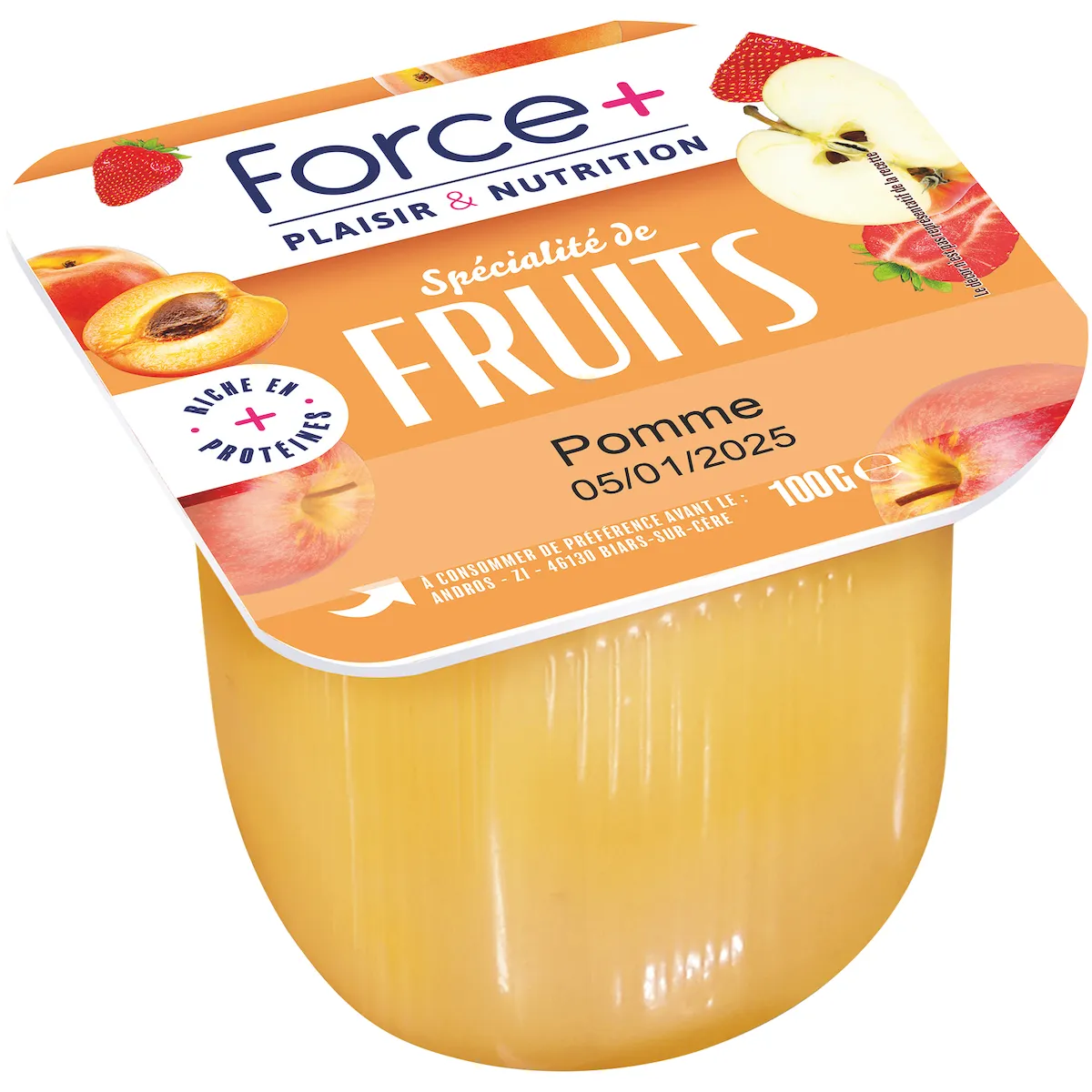 SPÉCIALITÉ DE POMME RICHE EN PROTÉINES POT UNITAIRE 72 X 100G