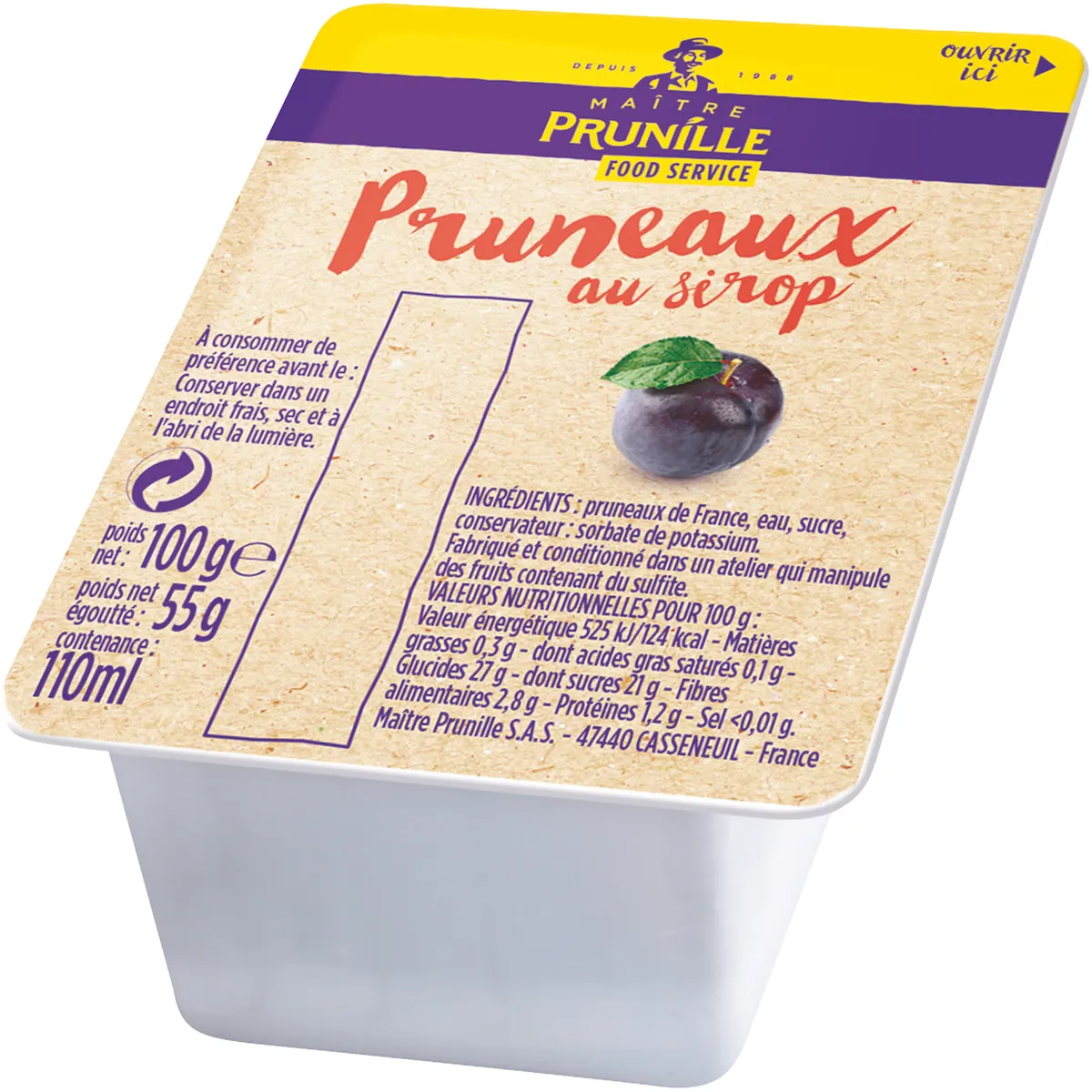 PRUNEAUX AU SIROP - BARQUETTE 100G