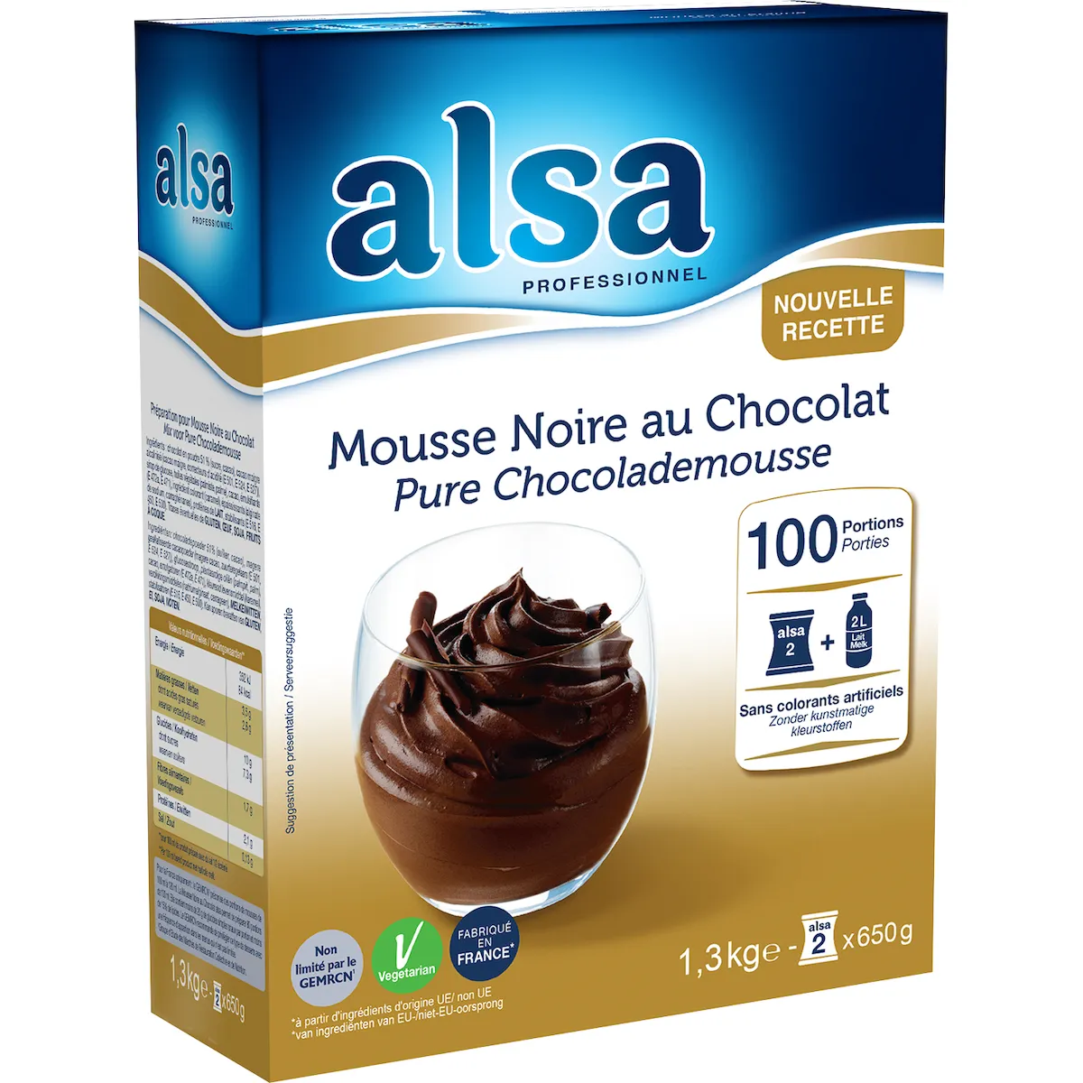 MOUSSE NOIRE AU CHOCOLAT ETUI DE 1,3KG 100 PORTIONS