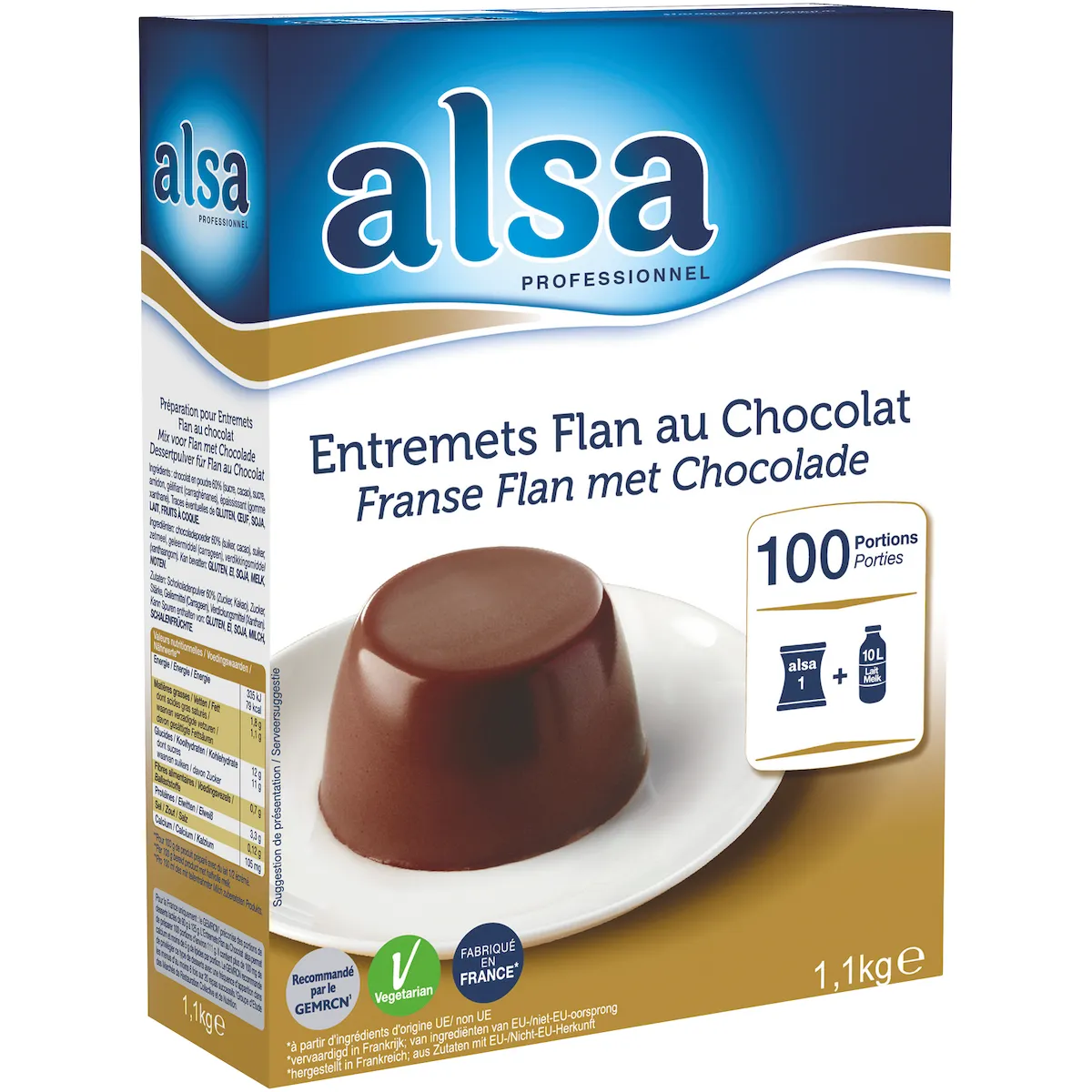 ENTREMETS FLAN CHOCOLAT ETUI DE 1,1 KG 100 PORTIONS
