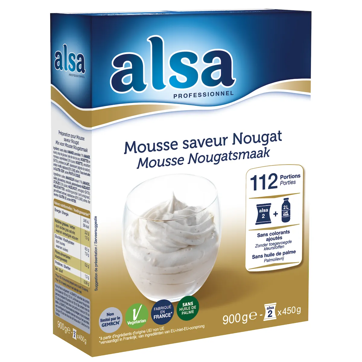 MOUSSE SAVEUR NOUGAT ETUI 900GR 112 PORTIONS