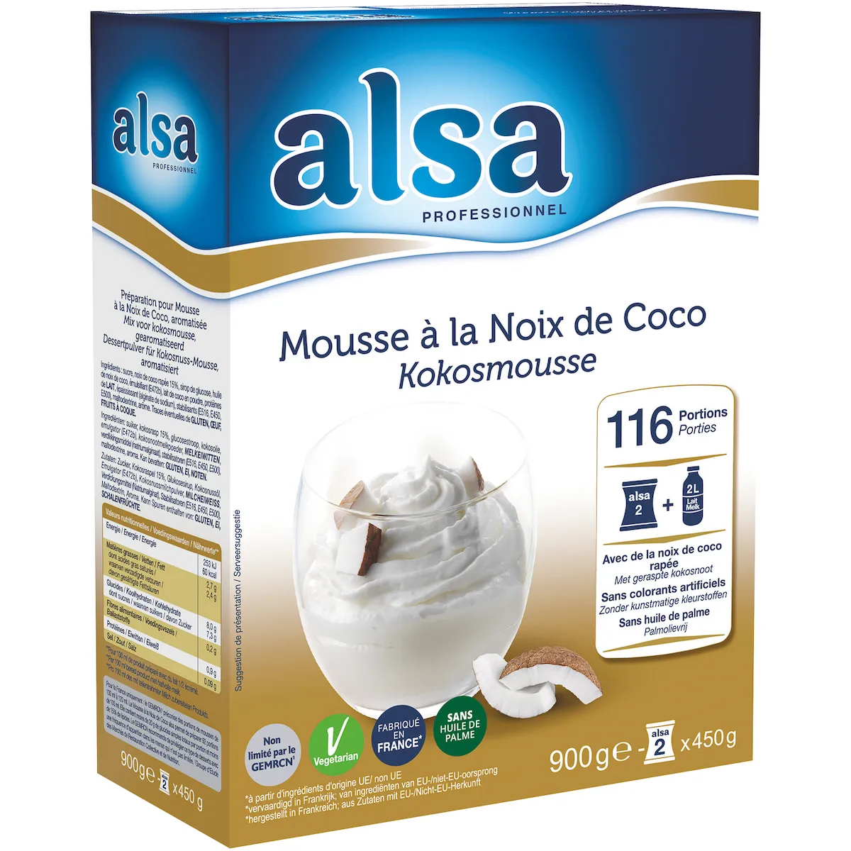 MOUSSE A LA NOIX DE COCO ETUI DE 900GR 116 PORTIONS
