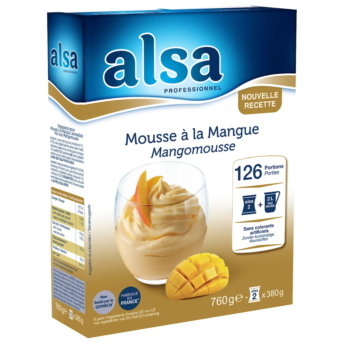MOUSSE A LA MANGUE ETUI DE 760GR 126 PORTIONS