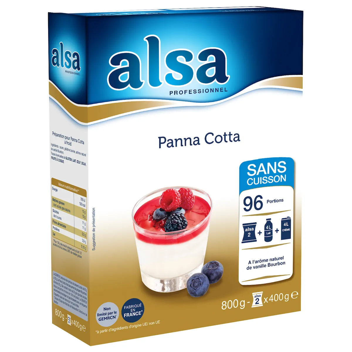 PANNA COTTA SANS CUISSON 800GR 96 PORTIONS