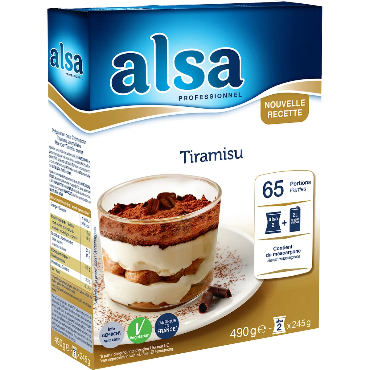CREME POUR TIRAMISU ETUI DE 490G  65 PORTIONS