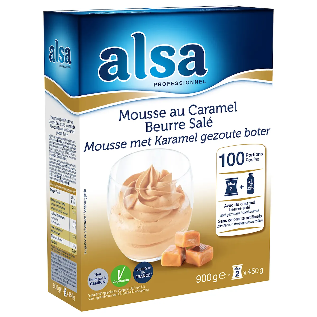 MOUSSE AU CARAMEL BEURRE SALE - ETUI 900G - 100 PORTIONS