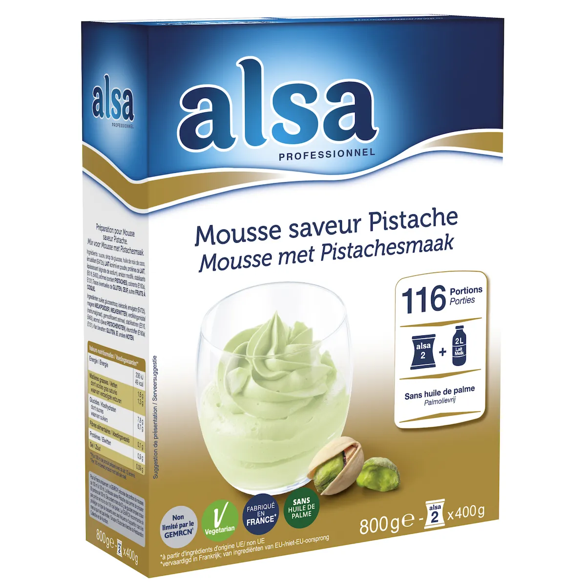 MOUSSE SAVEUR PISTACHE 800G - 116 PORTIONS