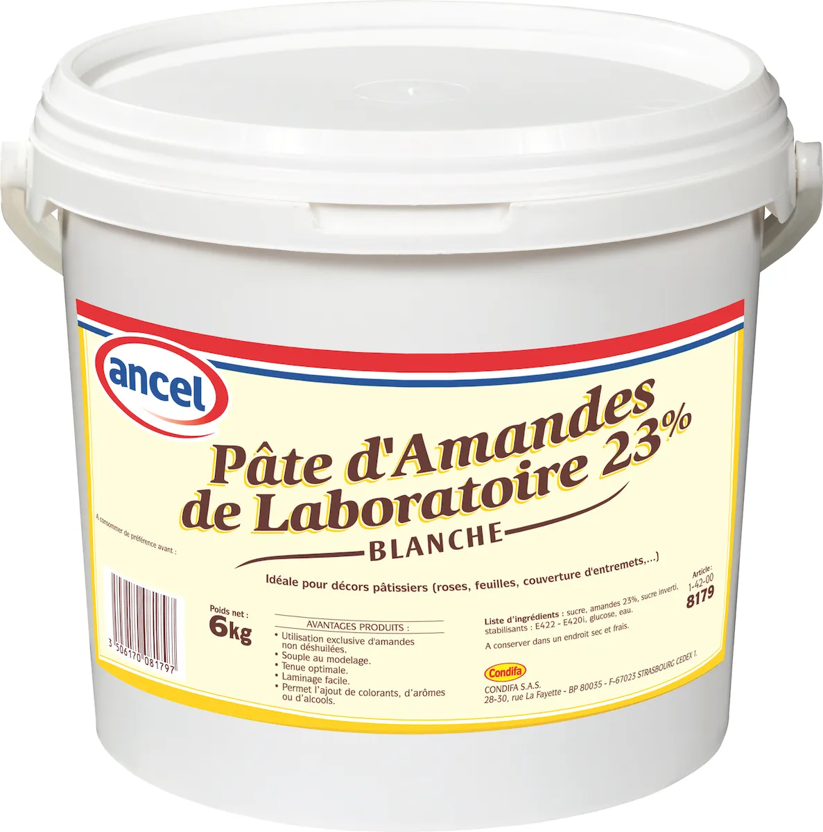 PATE D'AMANDES BLANCHE 23% SEAU 6KG