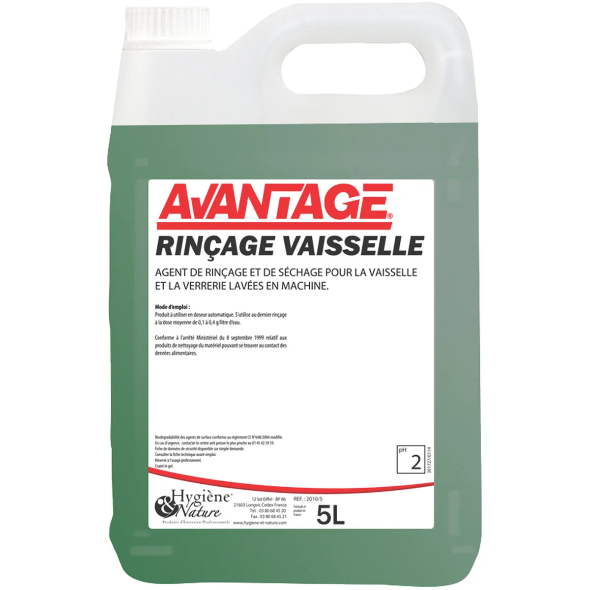 LIQUIDE DE RINÇAGE VAISSELLE EAU DOUCE - BIDON DE 5L