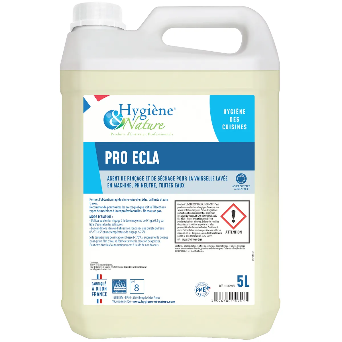 LIQUIDE DE RINÇAGE VAISSELLE PRO ECLA -  BIDON DE 5L
