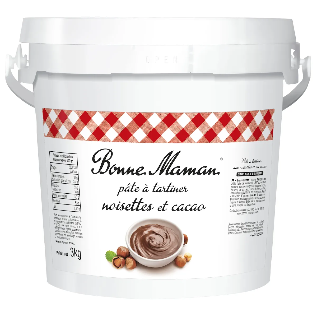PATE A TARTINER CHOCOLAT NOISETTE SEAU 3KG