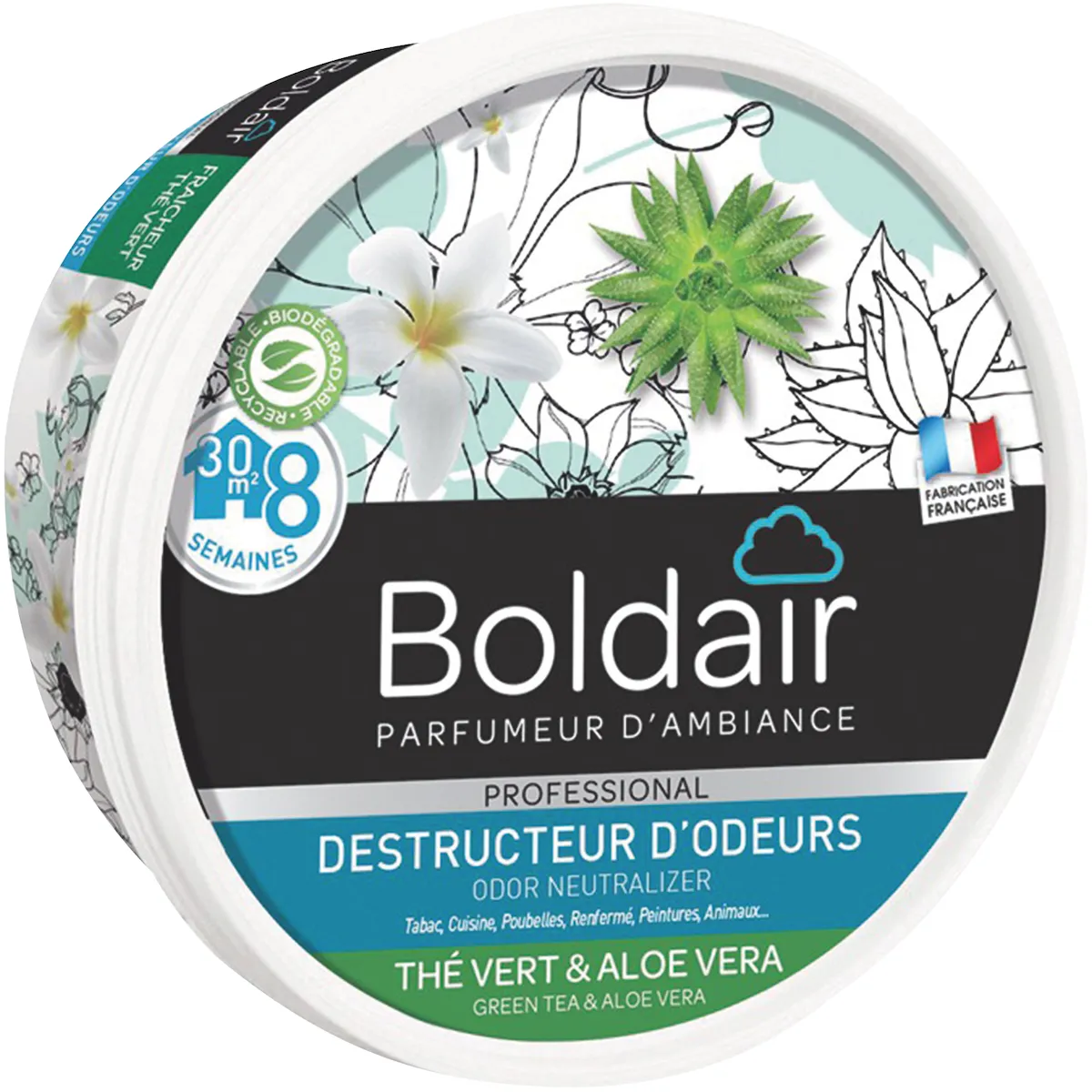 BOLDAIR GEL DESTRUCTEUR D'ODEURS THÉ VERT ALOE VERA UNITÉ 300 G
