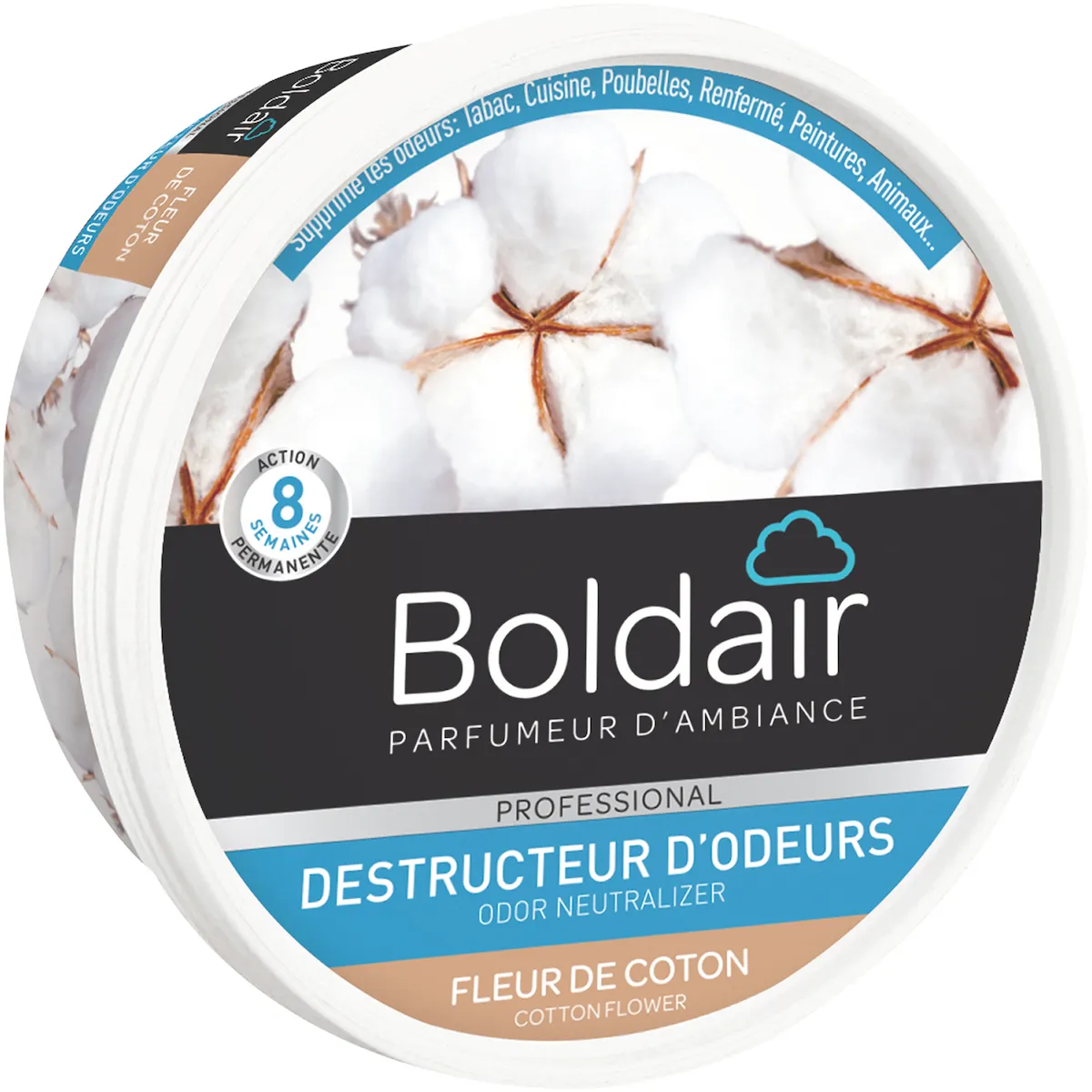 BOLDAIR GEL DESTRUCTEUR D'ODEURS FLEUR DE COTON UNITÉ 300 G
