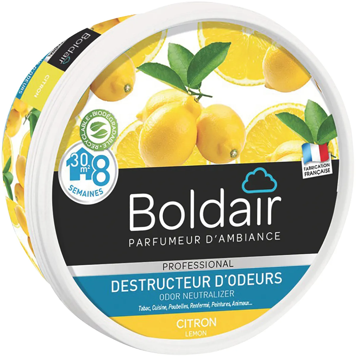 BOLDAIR GEL DESTRUCTEUR D'ODEURS CITRON UNITÉ 300 G