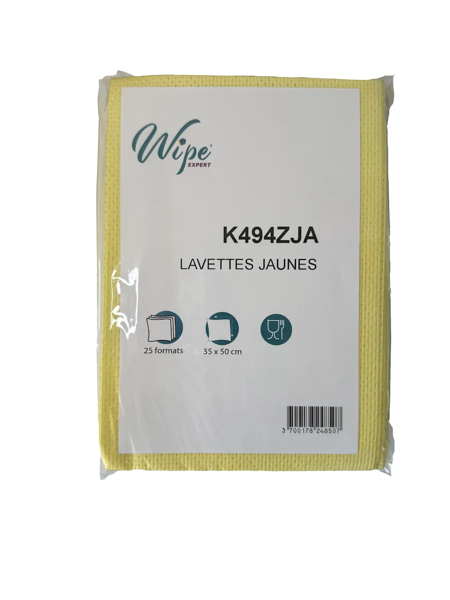 LAVETTES NON TISSÉES JAUNES  6X25FMTS DE 35X50 CM  - 1X73GR/M- JAUNES