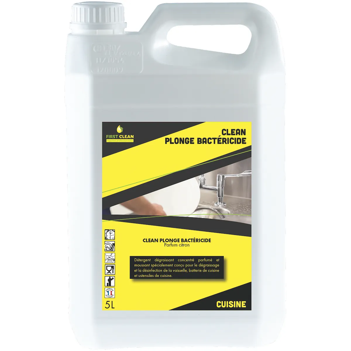 CLEAN PLONGE BACTERICIDE - LIQUIDE VAISSELLE DESINFECTANT - B 5 L