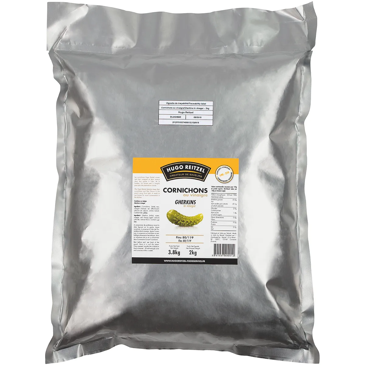 CORNICHONS AU VINAIGRE 80+ - POCHE 2KG (PNE)