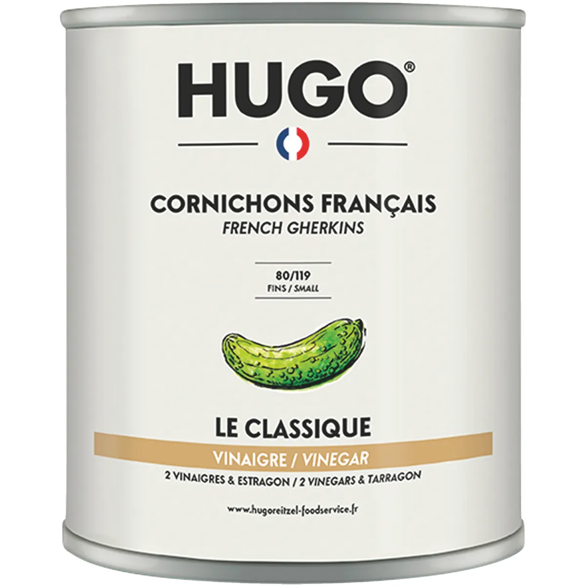 CORNICHONS AU VINAIGRE 80+ FR  VIN BLANC ESTRAGON BTE 4/4  425G (PNE)