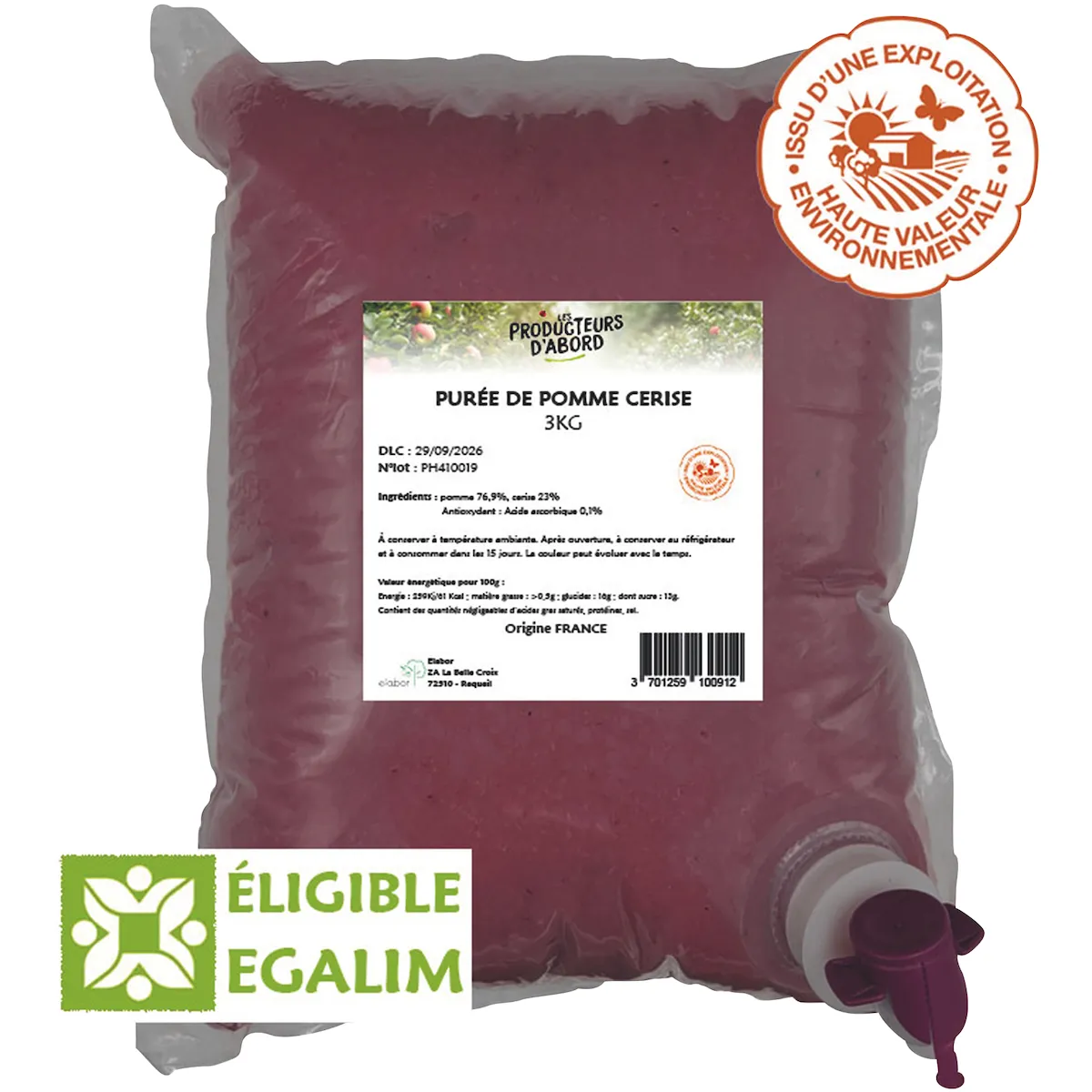 PUREE POMME CERISE HVE 3KG