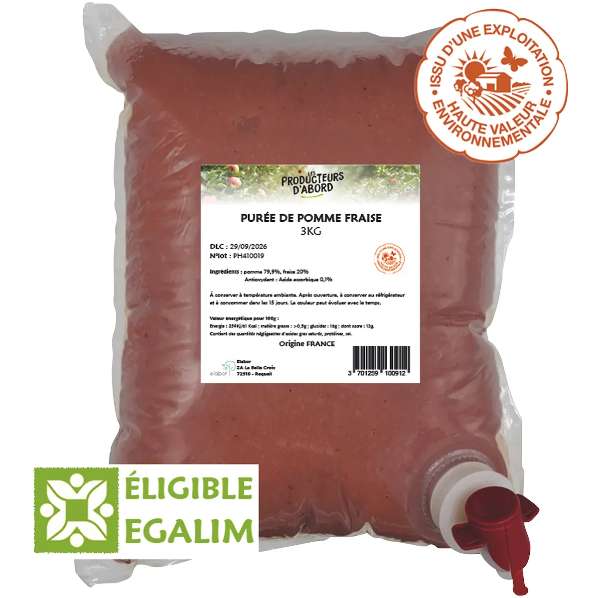 PUREE POMME FRAISE HVE 3KG