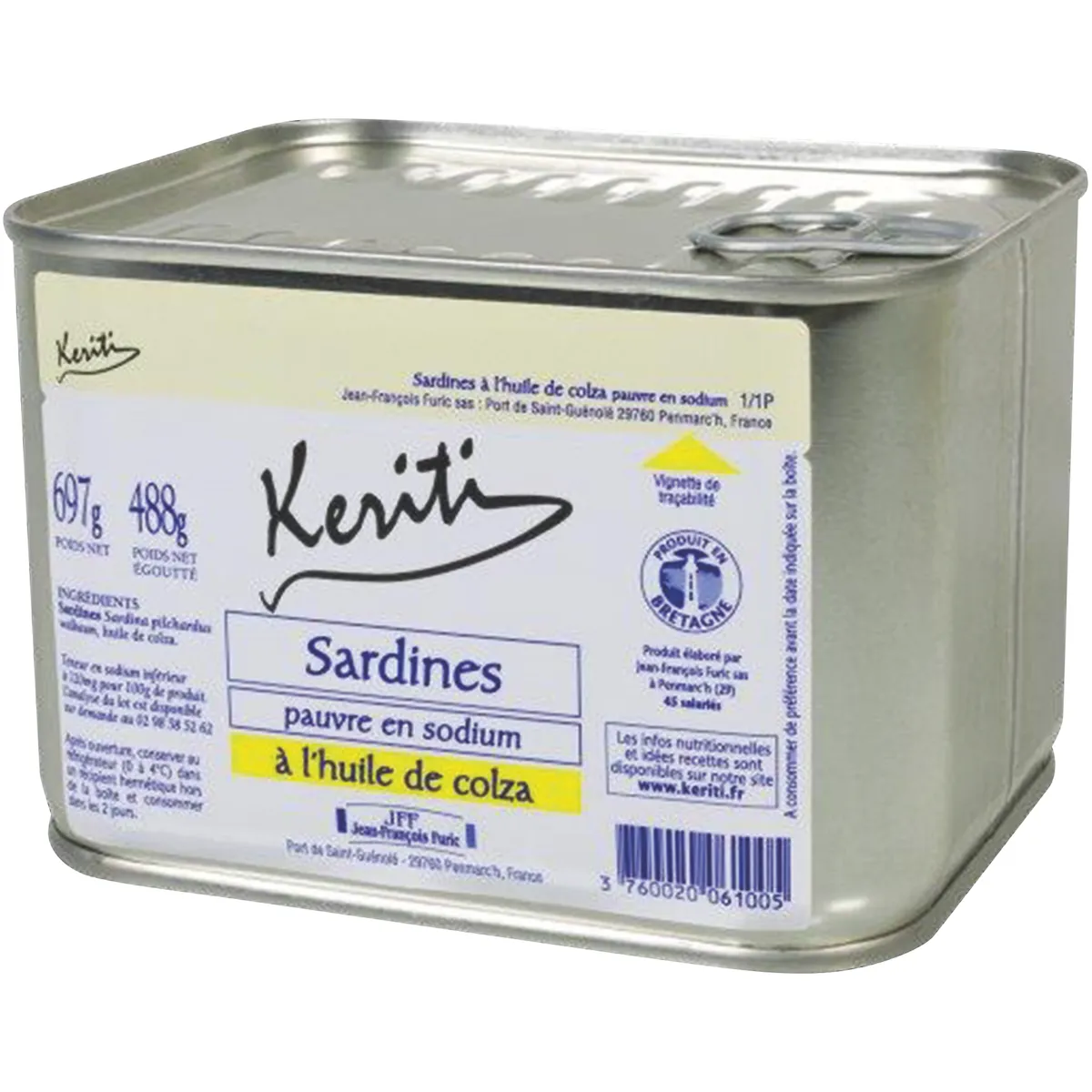 SARDINES A L HUILE COLZA HYPOSODEES - BOITE 1/1 OF