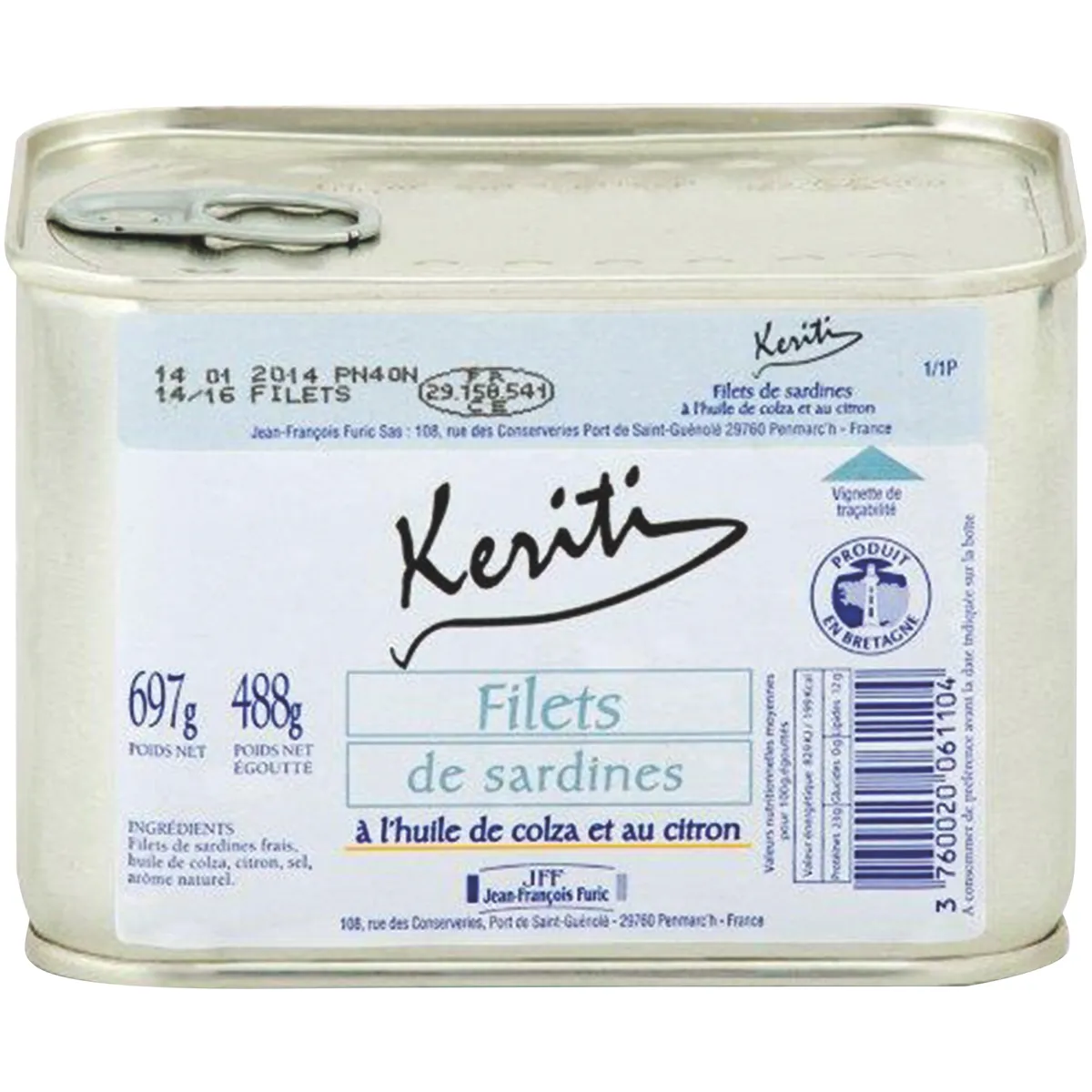 FILETS DE SARDINES A L HUILE COLZA ET CITRON - BOITE 1/1 OF