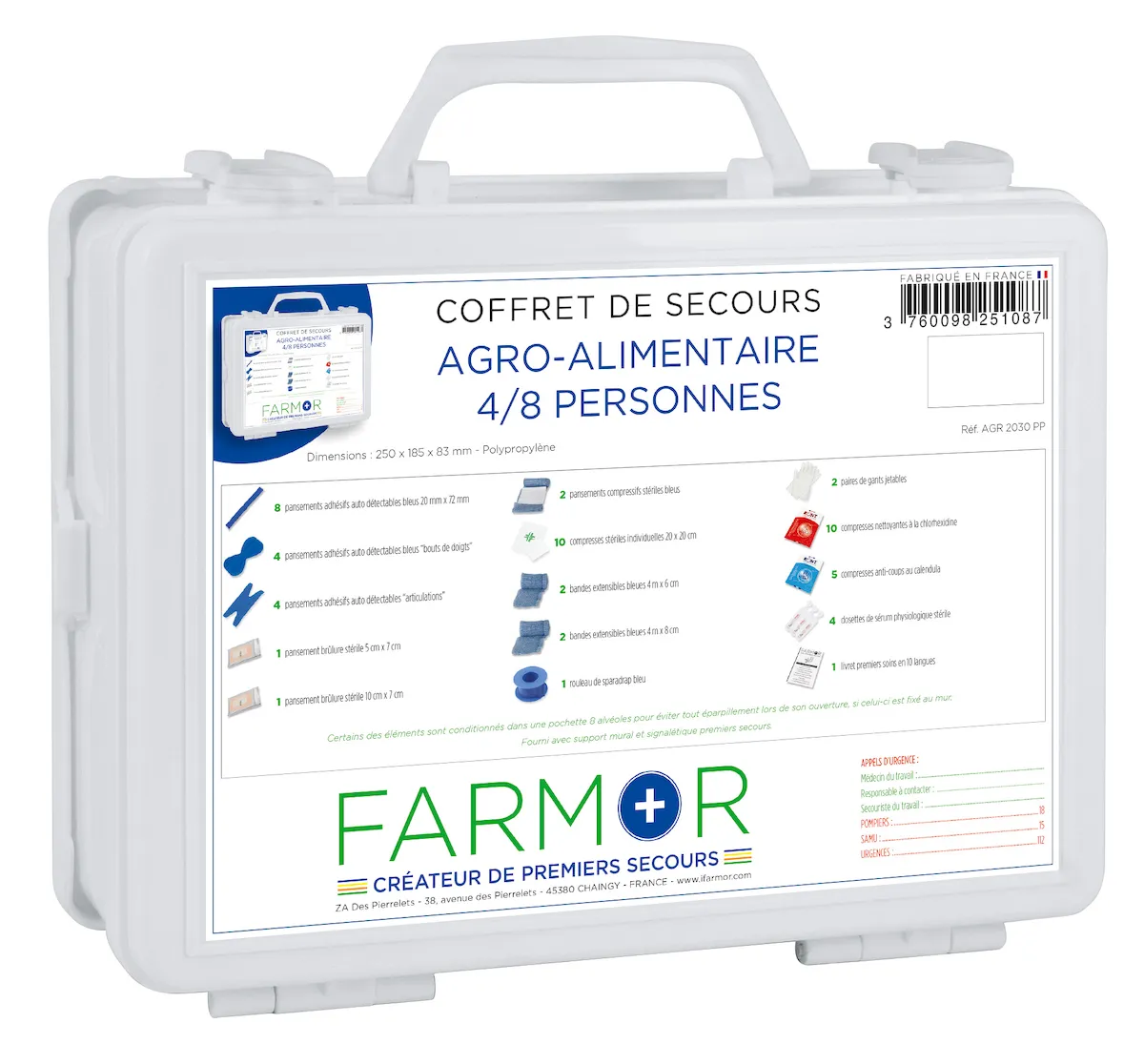 COFFRET DE SECOURS AGRO ALIMENTAIRE 4/8 PERSONNES