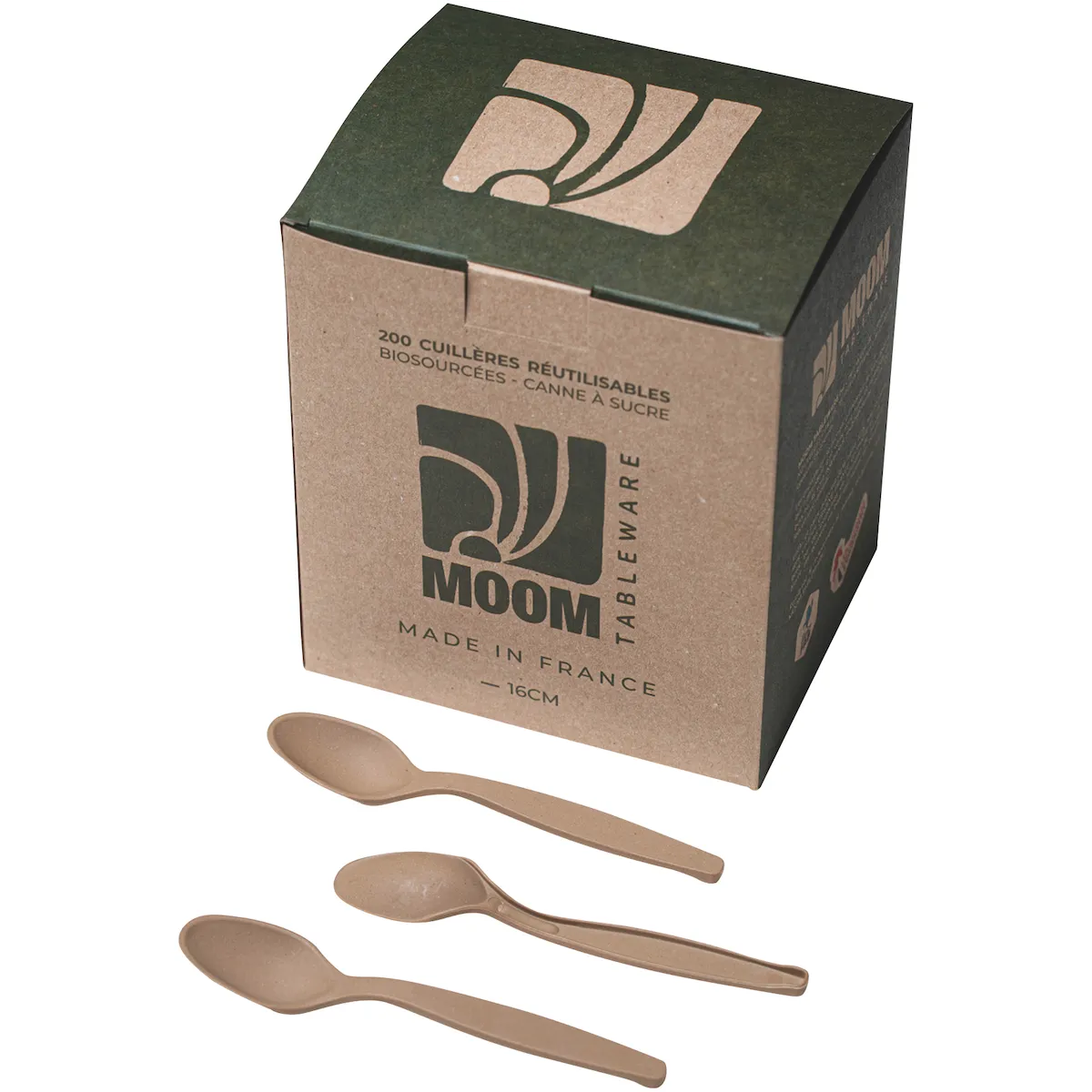 CUILLÈRE 16CMS RÉUTILISABLE BIOSOURCÉE CANNE À SUCRE - BOITE DE 200