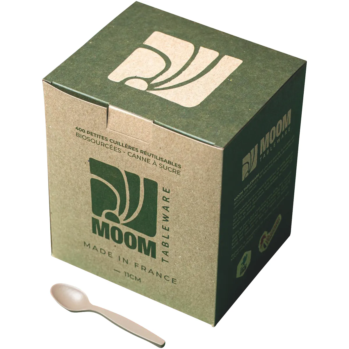 PETITE CUILLÈRE 11CMS RÉUTILISABLE BIOSOURCÉE CANNE À SUCRE - BOITE DE 400