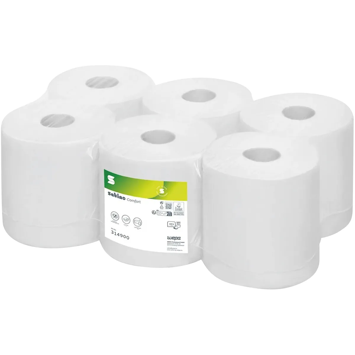 WEPA BOBINE D'ESSUYAGE DÉVIDAGE CENTRAL COMFORT BLANC BRILLANT 90M