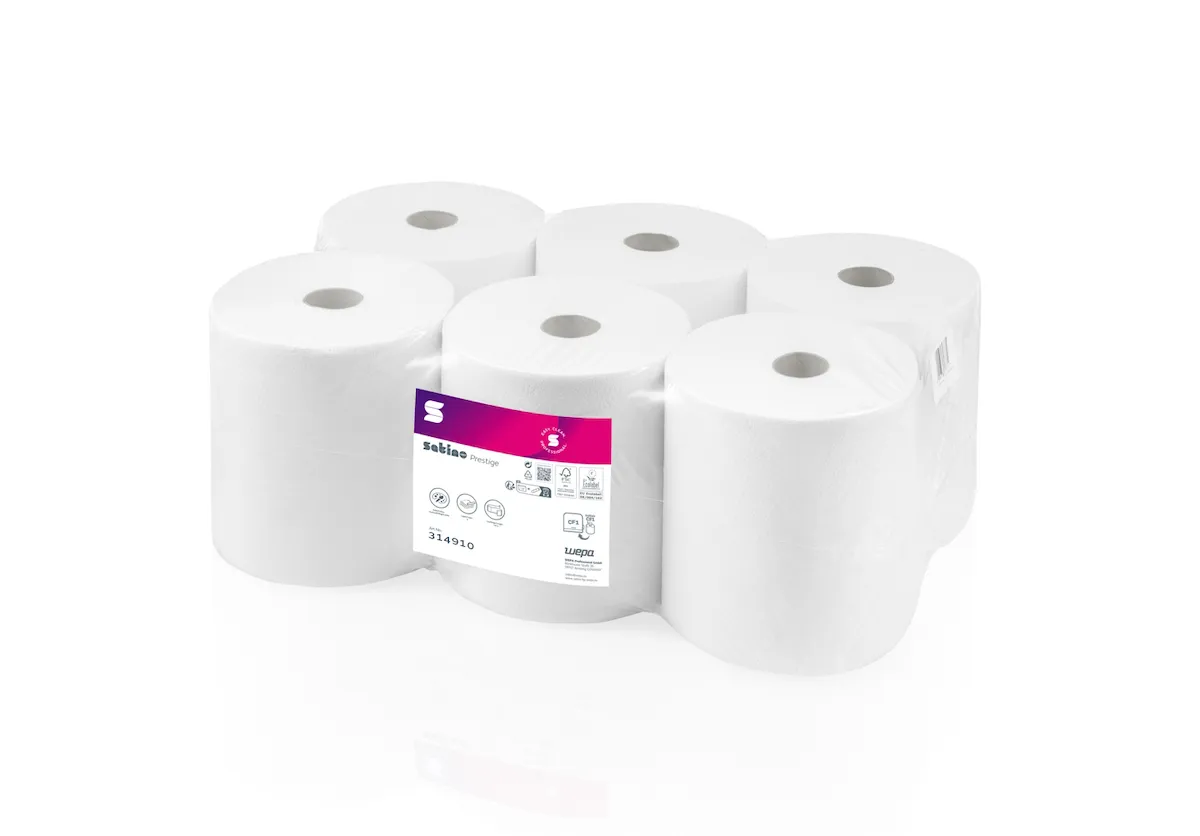 WEPA BOBINE D'ESSUYAGE DÉVIDAGE CENTRAL PRESTIGE BLANC BRILLANT 90M