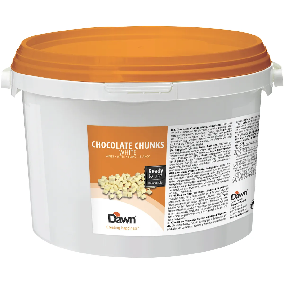 CHUNK - PEPITE CHOCOLAT BLANC - SEAU 3,75KG - DAWN