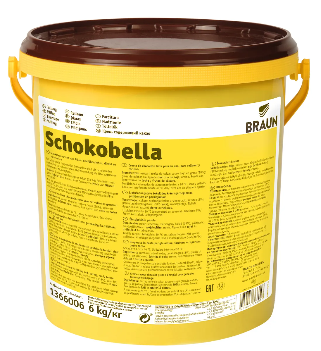 SCHOKOBELLA GANACHE CHOCOLAT SEAU 6KG