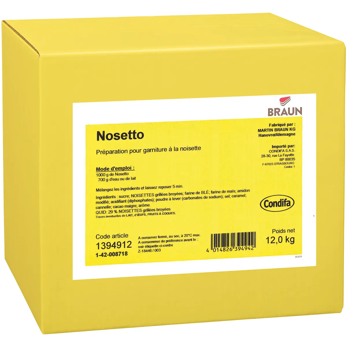 NOSETTO PREPARATION POUR FOURRAGE NOISETTE CARTON DE 12 KG