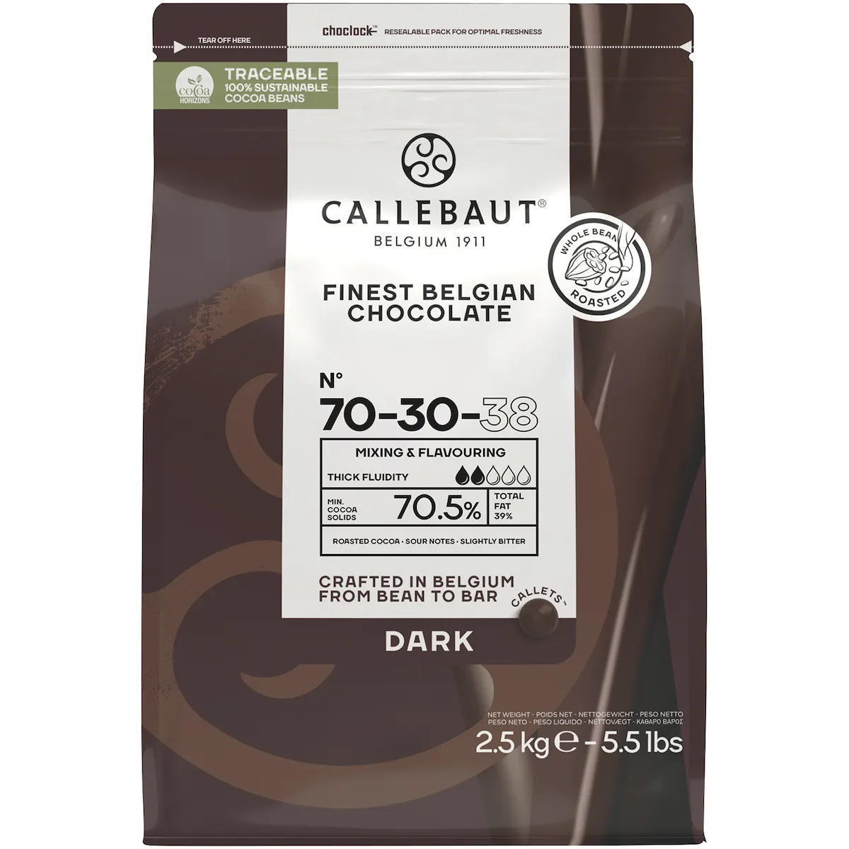 STRONG 70.5% CHOCOLAT NOIR EXTRA AMER CALLETS SACHET 2,5KG