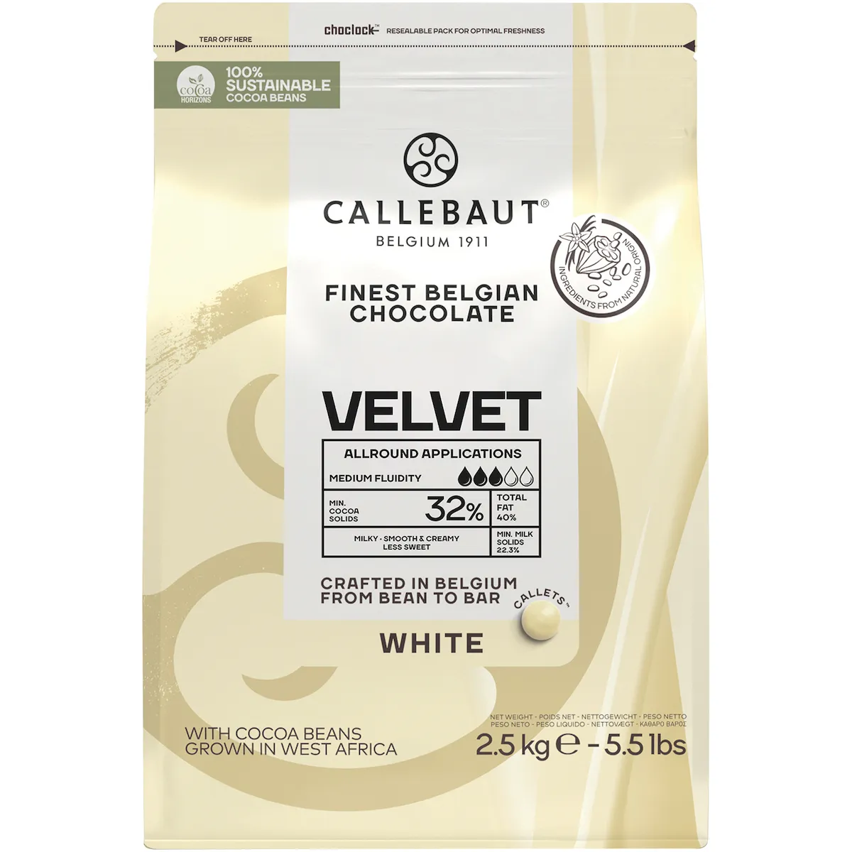 VELVET 33.1% SAVEUR CREMEUSE GOUT LAIT SOUPCON SUCRE CALLET SACHET 2.5KG