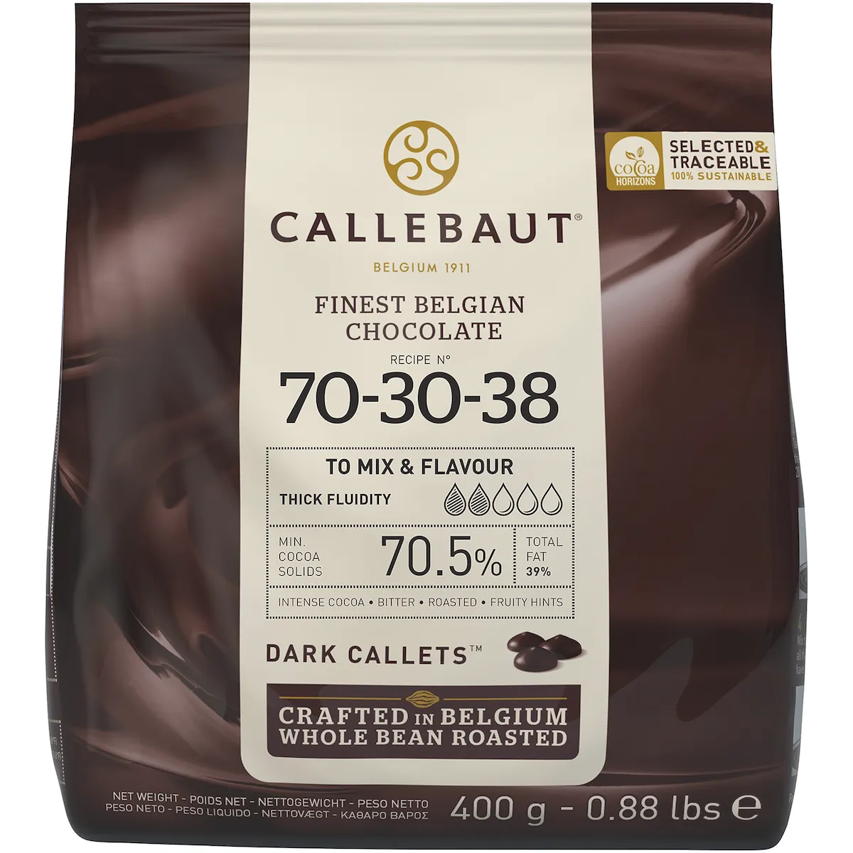 STRONG 70.5% CHOCOLAT NOIR EXTRA AMER CALLETS SACHET 400GR