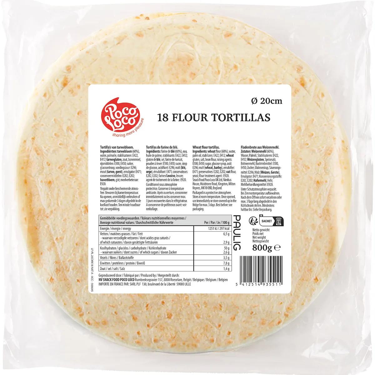 TORTILLA DE BLE 20CM X18 800GR