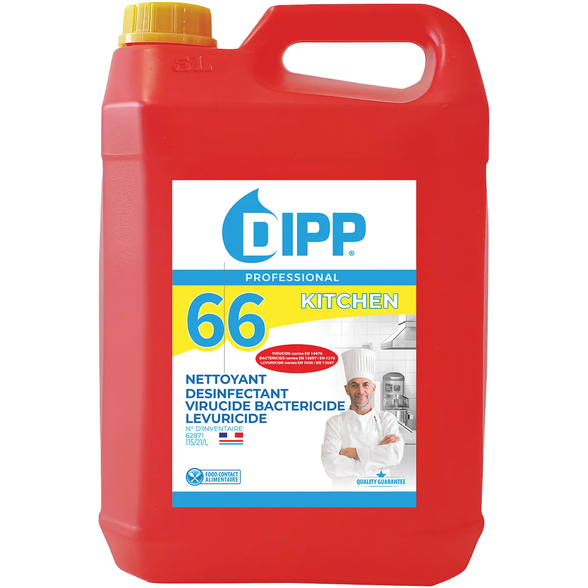 DIPP N 66 - NETTOYANT-DESINFECTANT CUISINE 5L (EMBALLE PAR 2 PCS)