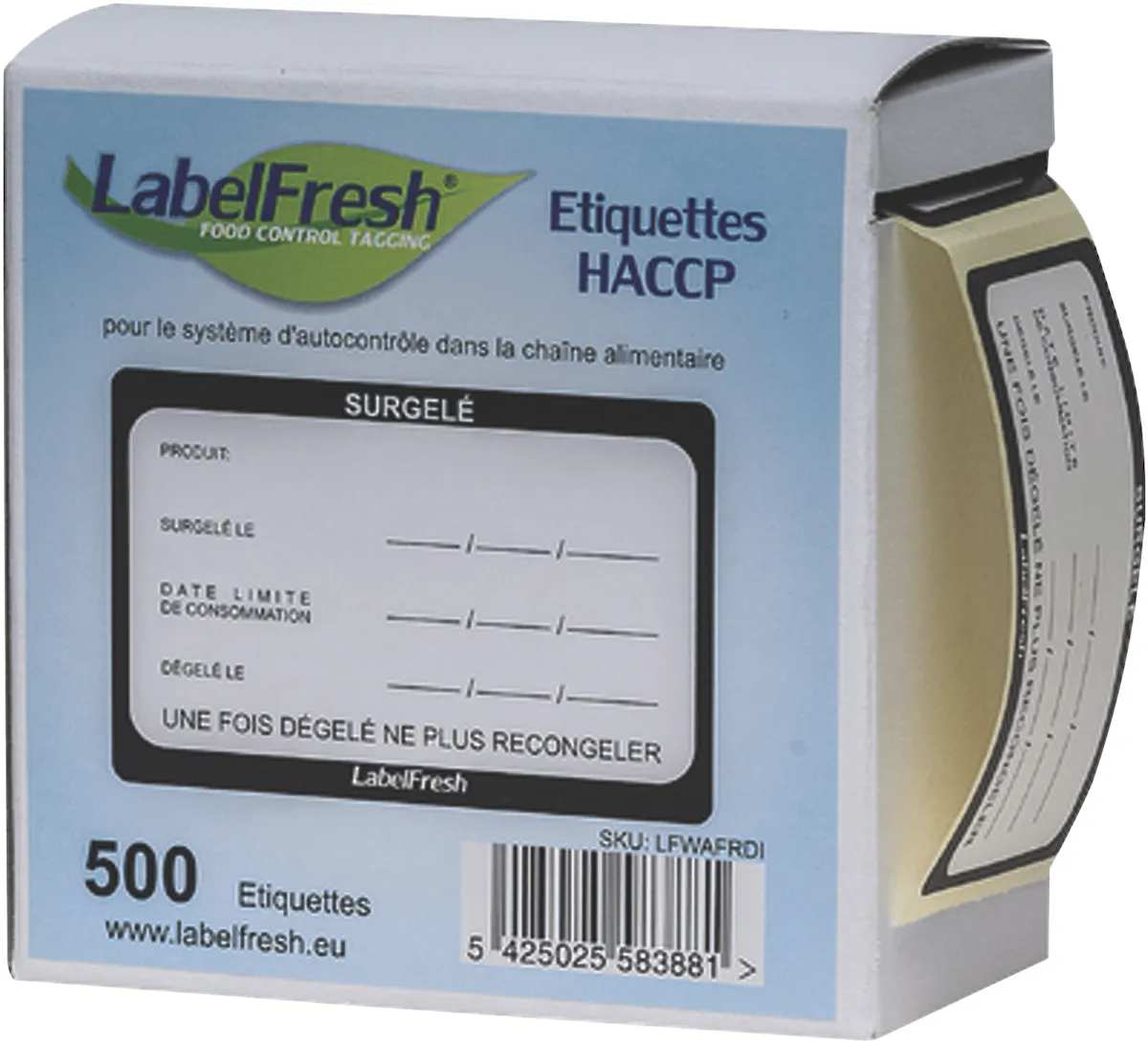 LABELFRESH WARNING - 500 LABELS - SURGELES - 70X45MM