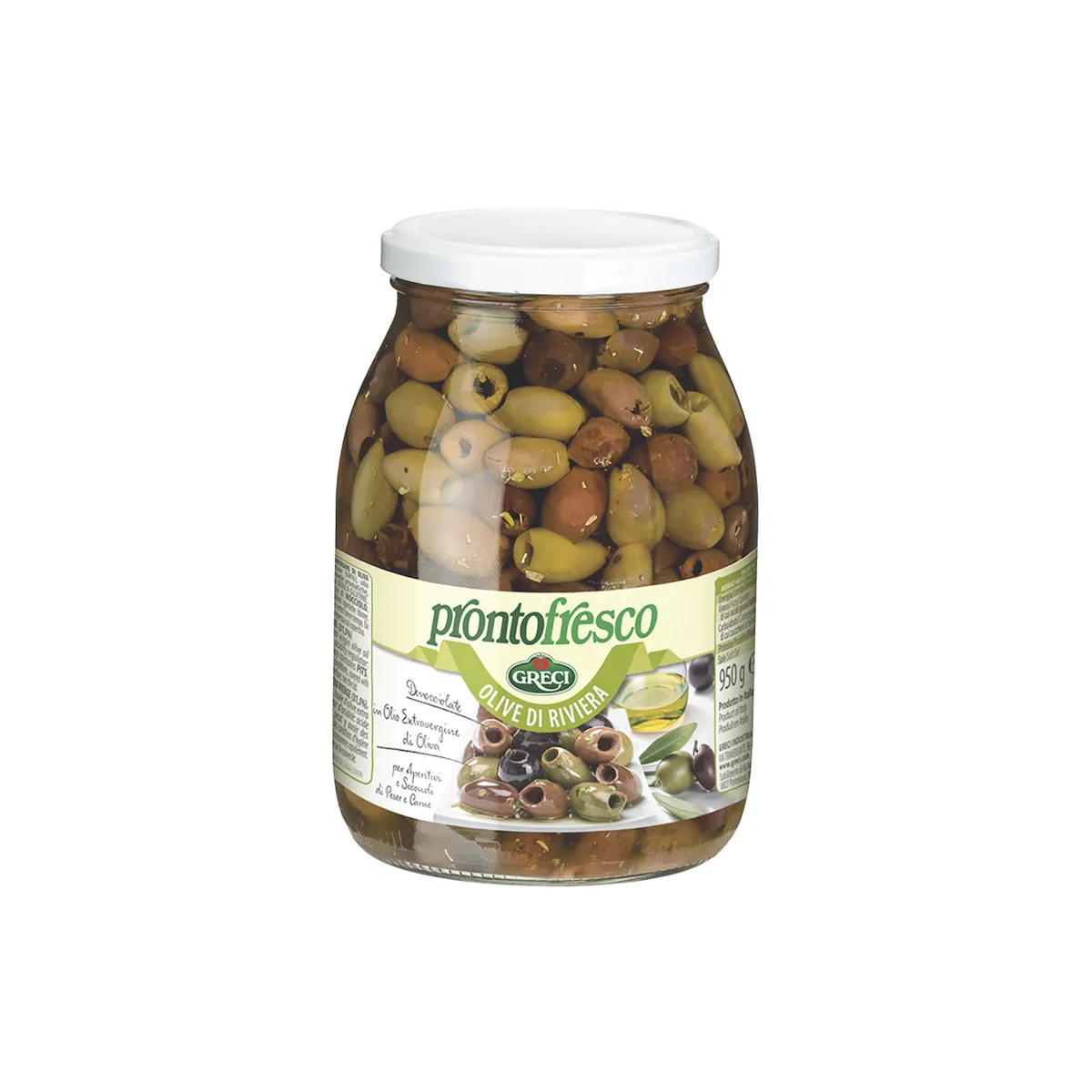OLIVES DI RIVIERA DENOYAUTEES, A L'HUILE D'OLIVE EXTRA VIERGE POT 950GR