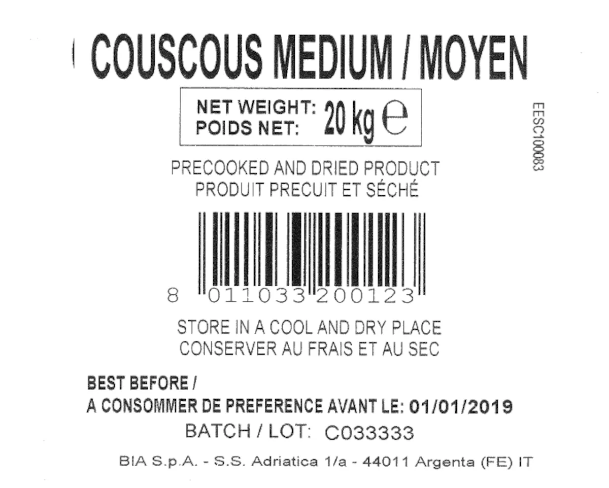 SEMOULE DE COUSCOUS MOYENNE -FINE - SAC 20 KG