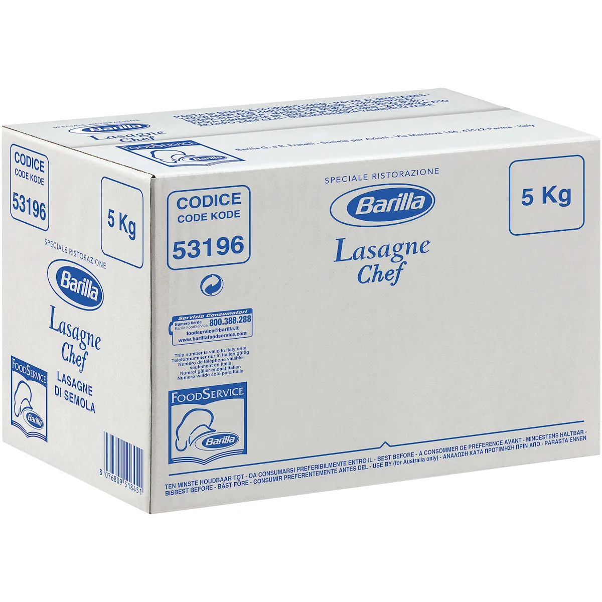 LASAGNE SEMOLA QS  CARTON DE 5KG